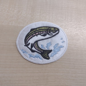 Motif Patch Oval Leaping Rainbow Trout Fish