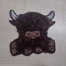 Motif Patch Plush Velvet Scottish Highland Cow B