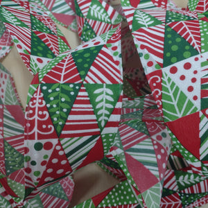 Ribbon Wire Edge 6.3cm wide (2.5") Christmas Tree Geometric Abstract