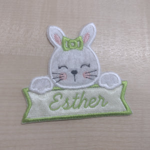 Motif Patch Personalised Name Banner Cute Bunny