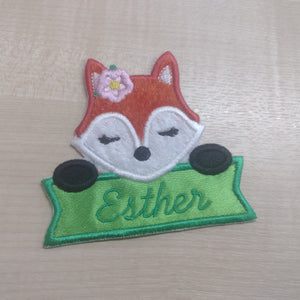 Motif Patch Personalised Name Banner Cute Fox