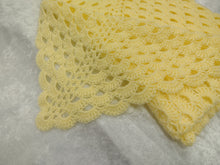 Handmade Unisex Baby Crochet Square Shell Blanket / Colour Yellow