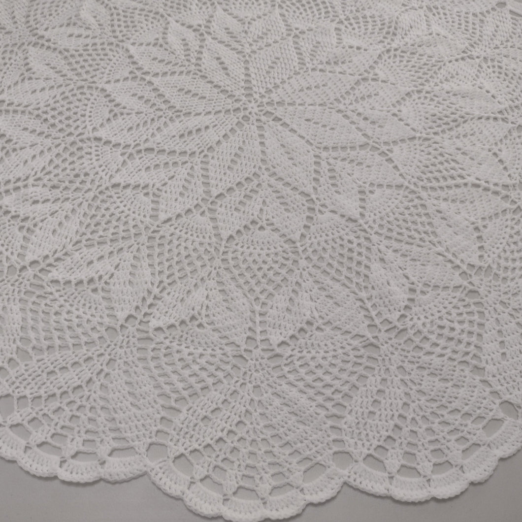 Handmade Baby Crochet Round Flower & Leaves Lacy Shawl Blanket
