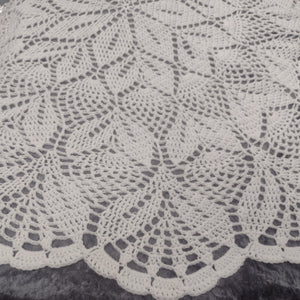 Handmade Baby Crochet Round Flower & Leaves Lacy Shawl Blanket