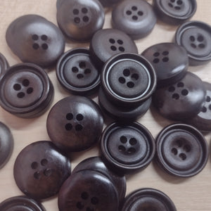 Buttons 25mm Wood Bevelled Chocolate Brown