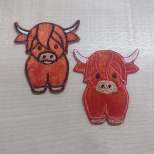 Motif Patch Plush Velvet Baby Scottish Highland Cow