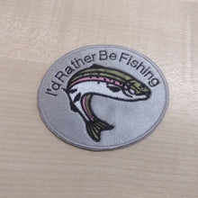 Motif Patch Oval Leaping Rainbow Trout Fish I'd Rather Be Fishing