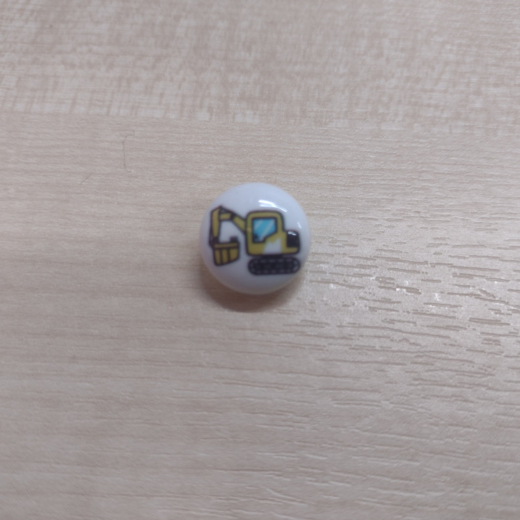 Buttons 15mm Round Shank Picture Design Yellow Digger