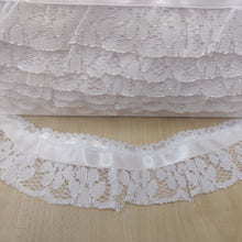 Lace Frilled Flower with Ribbon 48mm wide White (4.8cm) White