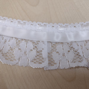 Lace Frilled Flower with Ribbon 48mm wide White (4.8cm) White