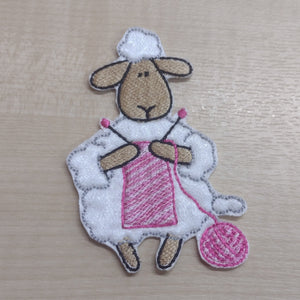 Motif Patch Funny Cartoon Sheep Knitting