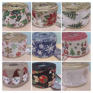 Ribbon Luxury Christmas Wire Edge 6.3cm wide (2.5