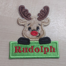 Motif Patch Personalised Name Christmas Red Nose Reindeer