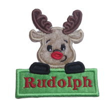Motif Patch Personalised Name Christmas Red Nose Reindeer