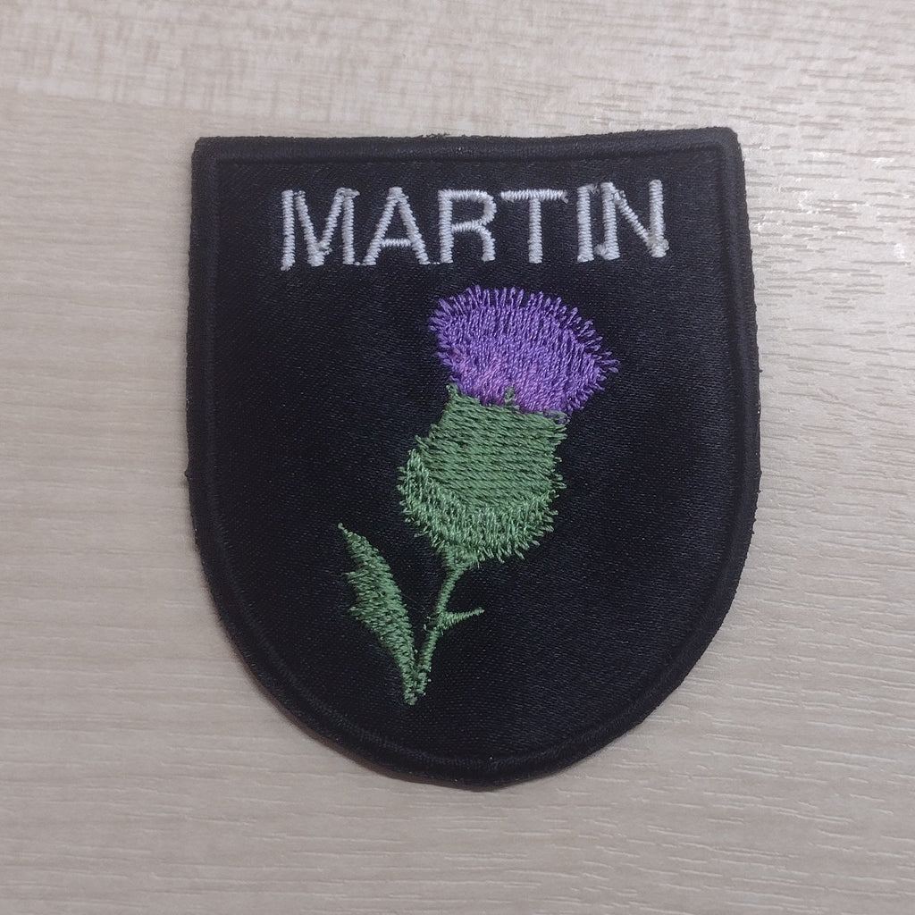 Motif Patch Scottish Thistle Shield Personalised Name – malenas patches