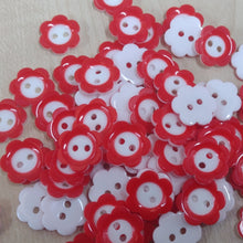 Buttons Plastic 2 Hole Cute Flower 15mm / 18mm