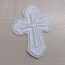 Motif Patch Religious Communion Fancy Satin Cross Metallic Trim