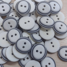 Buttons Plastic Round 2 Hole Ivory / Black Trim 15mm / 18mm / 20mm