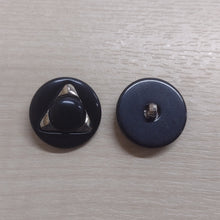 Buttons Plastic Round Shank 23mm (2.3cm) Black / Silver Triangle Trim