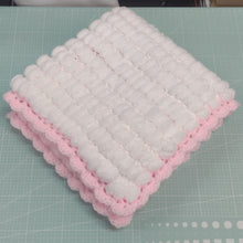 Handmade Soft Fluffy Pom Pom Crochet Trimmed Fabric Lined Baby Car Seat Blanket