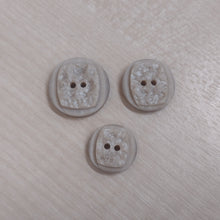 Buttons Pack of 10 Plastic Round 2 Hole Carved Square 18mm / 20mm / 22mm Beige