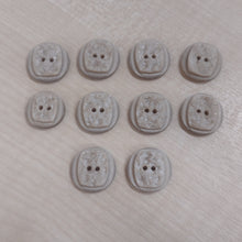 Buttons Pack of 10 Plastic Round 2 Hole Carved Square 18mm / 20mm / 22mm Beige