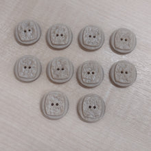 Buttons Pack of 10 Plastic Round 2 Hole Carved Square 18mm / 20mm / 22mm Beige