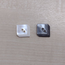 Buttons Pack 10 Plastic Square 2 Hole Faux MOP / Cream / Dark Grey