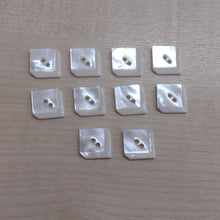 Buttons Pack 10 Plastic Square 2 Hole Faux MOP / Cream / Dark Grey