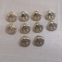 Buttons Metal Shank Elephant Design 1.5cm (15mm) Pack 10 / Gold