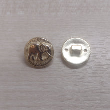 Buttons Metal Shank Elephant Design 1.5cm (15mm) Pack 10 / Gold