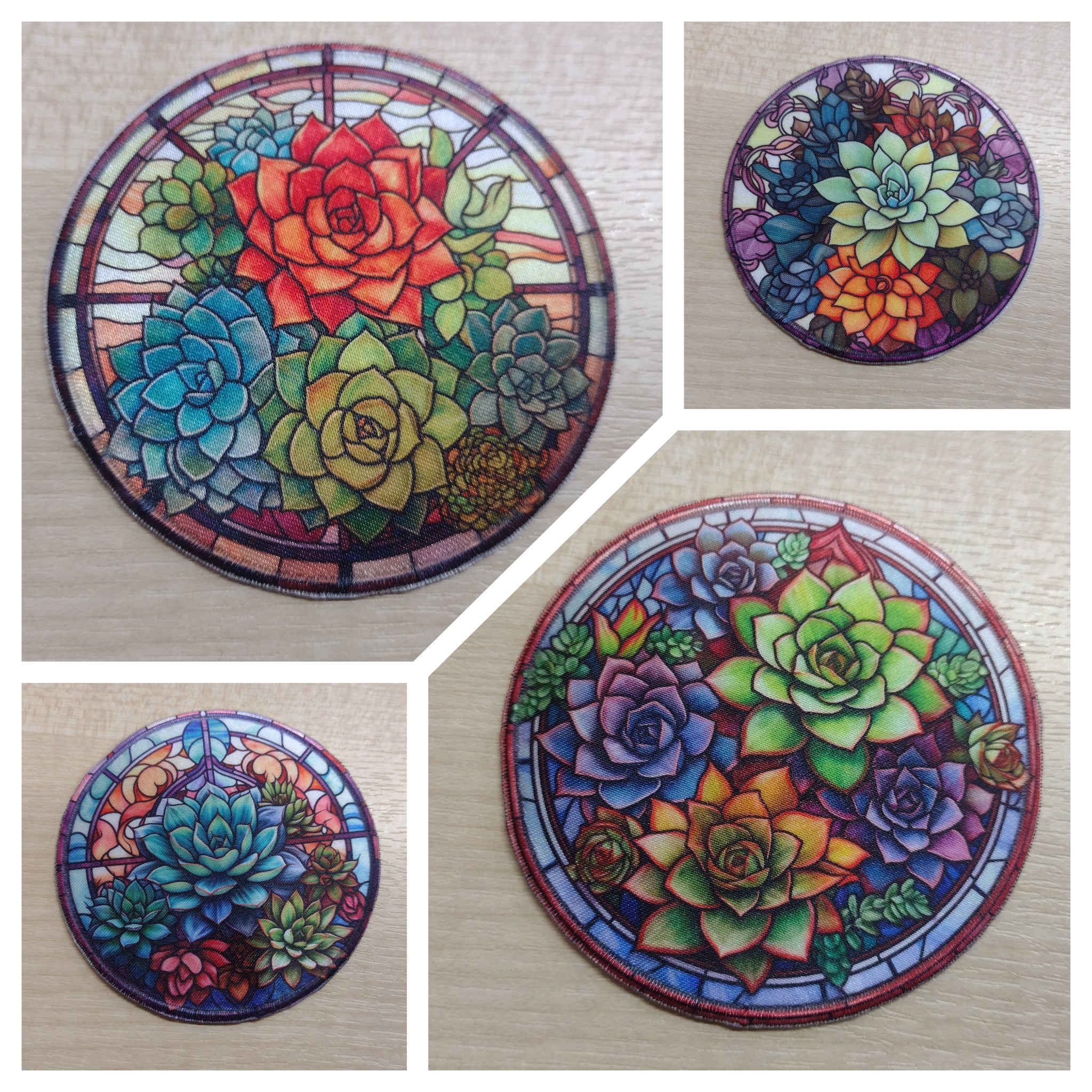 succulent stained glass pattern Motif Patch Stained Glass Window Theme Succulent plants – malenas patches
