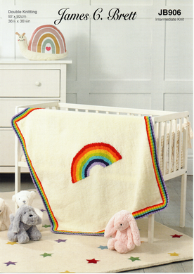 Knitting Pattern Leaflet James C Brett JB906 DK Rainbow Picture Knit Blanket