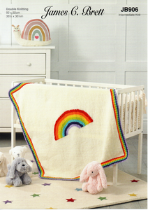 Knitting Pattern Leaflet James C Brett JB906 DK Rainbow Picture Knit Blanket