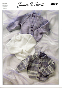 Knitting Pattern Leaflet James C Brett JB001 DK Baby Cardigans & Sweater