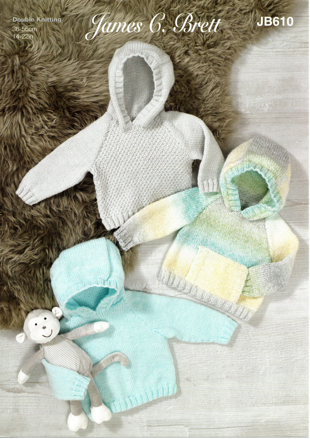 Knitting Pattern Leaflet Jame C Brett JB610 DK Baby Raglan Hooded Sweaters