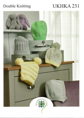 Knitting Pattern Leaflet UKHKA 231 DK Baby Hats / Balaclava