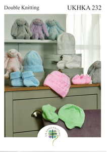 Knitting Pattern Leaflet UKHKA 232 DK Baby Hats & Bootees