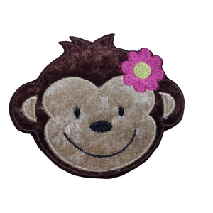 Motif Patch Cute Flower Plush Monkey Girl