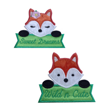 Motif Patch Personalised Name Banner Cute Fox