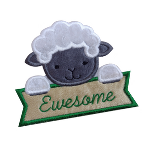 Motif Patch Personalised Name Banner Cute Lamb