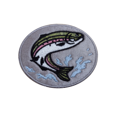 Motif Patch Oval Leaping Rainbow Trout Fish