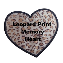 Keepsake Memory Love Heart Personalised Text / Name Large Motif Patch LEOPARD PRINT