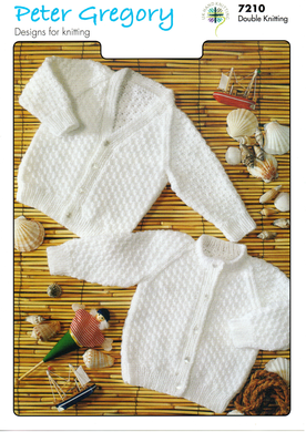 Knitting Pattern Leaflet Peter Gregory 7210 DK Baby Raglan Patterned Cardigans