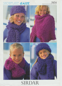 Knitting Pattern Leaflet Sirdar 5854 Snowflake Wrap, Scarf, Muffler & Hats