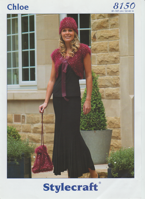 Knitting Pattern Leaflet Stylecraft 8150 Ladies Shrug, Hat & Bag