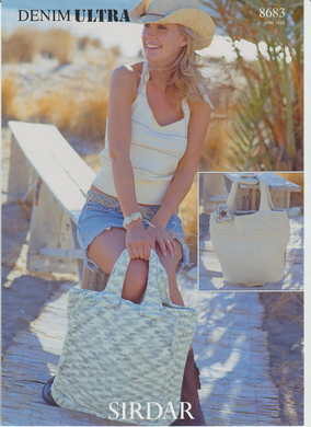 Knitting Pattern Leaflet Sirdar 8683 Denim Ultra Bags
