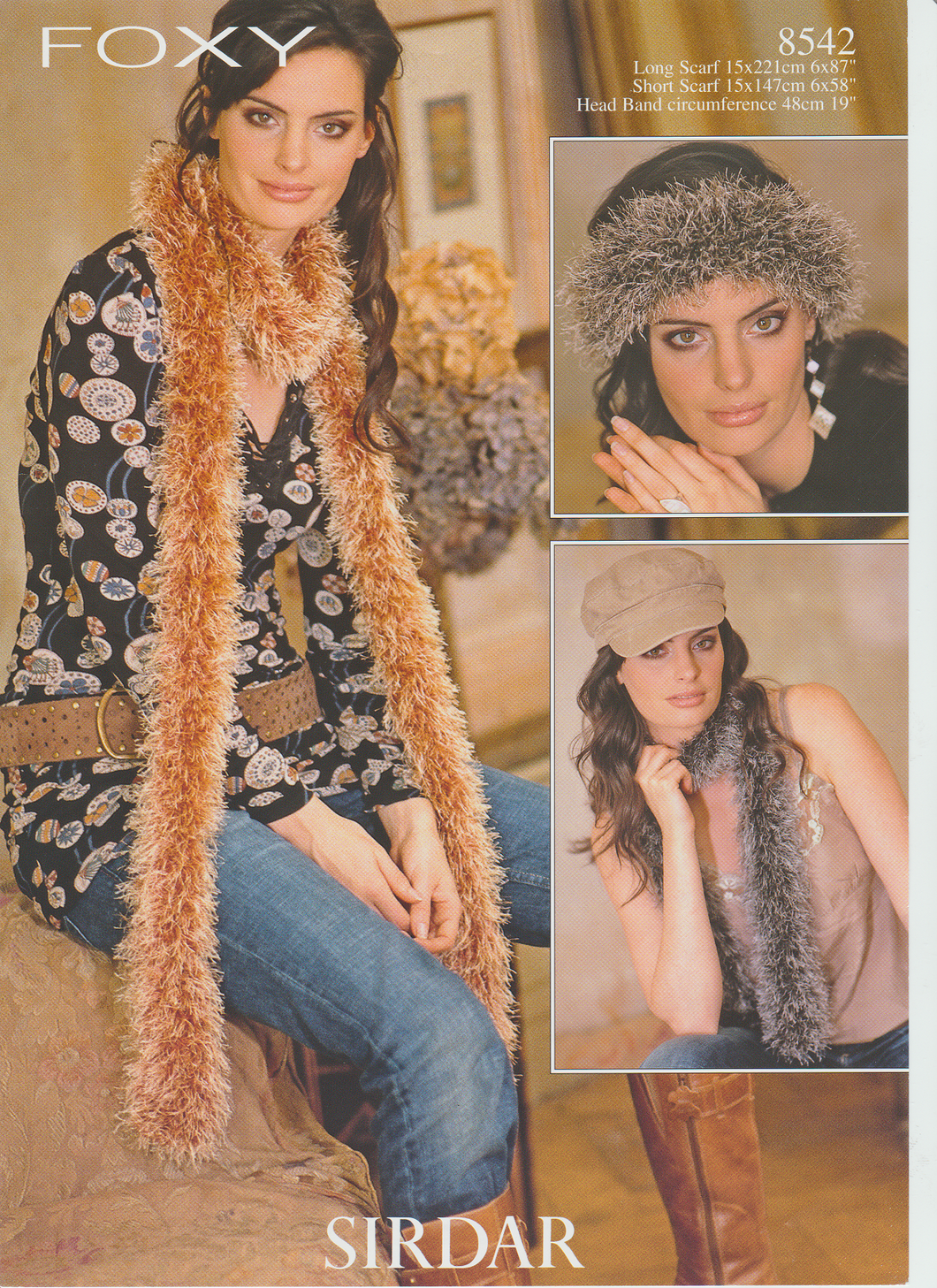 Knitting Pattern Leaflet Sirdar 8542 Foxy Fur Accessories