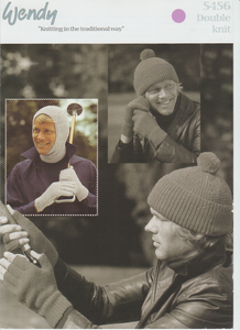 Knitting Pattern Leaflet Wendy 5456 DK Mens Hats, Balaclava & Gloves