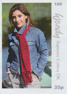 Knitting Pattern Leaflet Wendy 189 Ladies DK Scarf